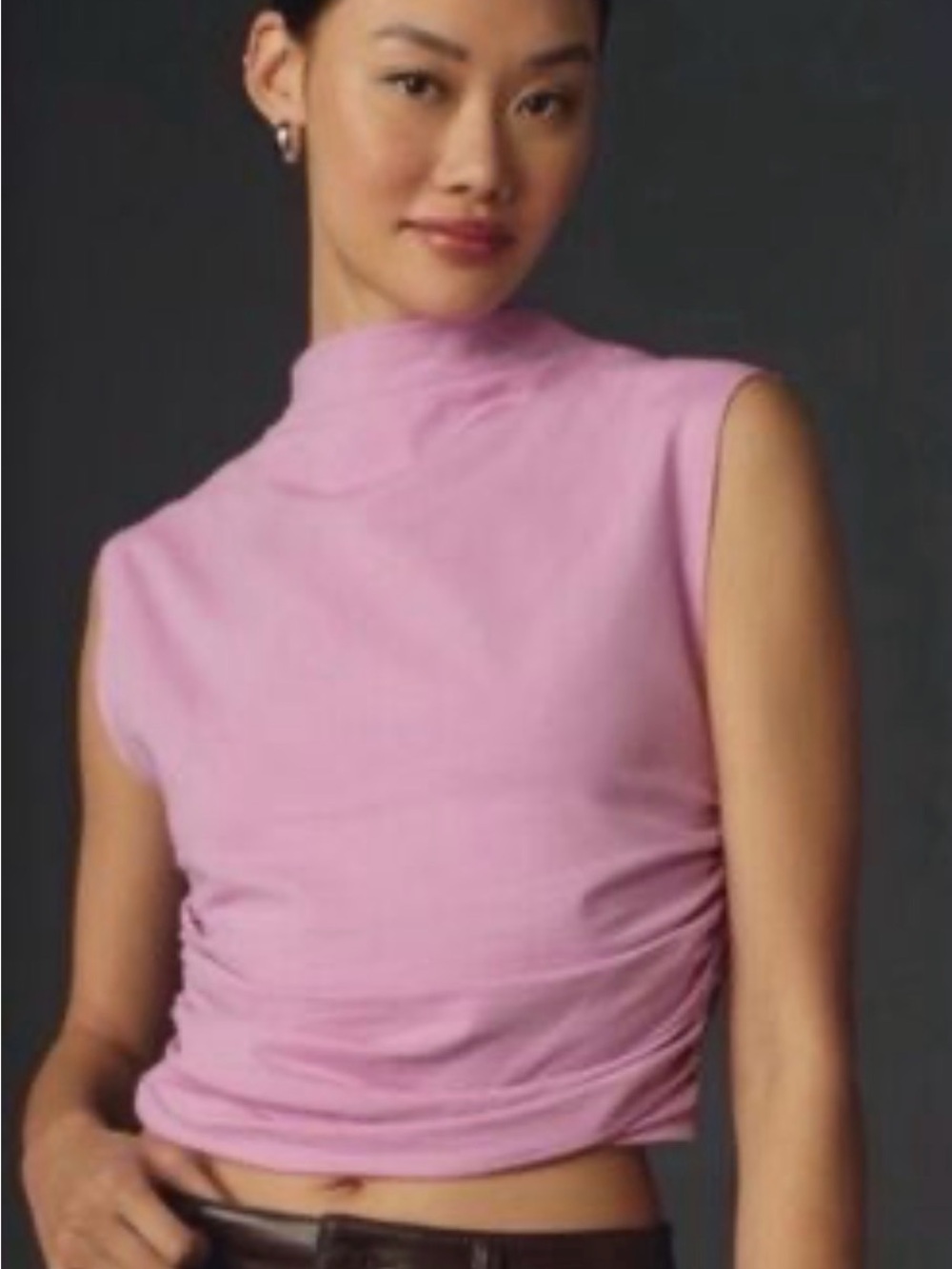 Anthropologie Lilac Sleeveless Mock Neck Crop Top Size Large